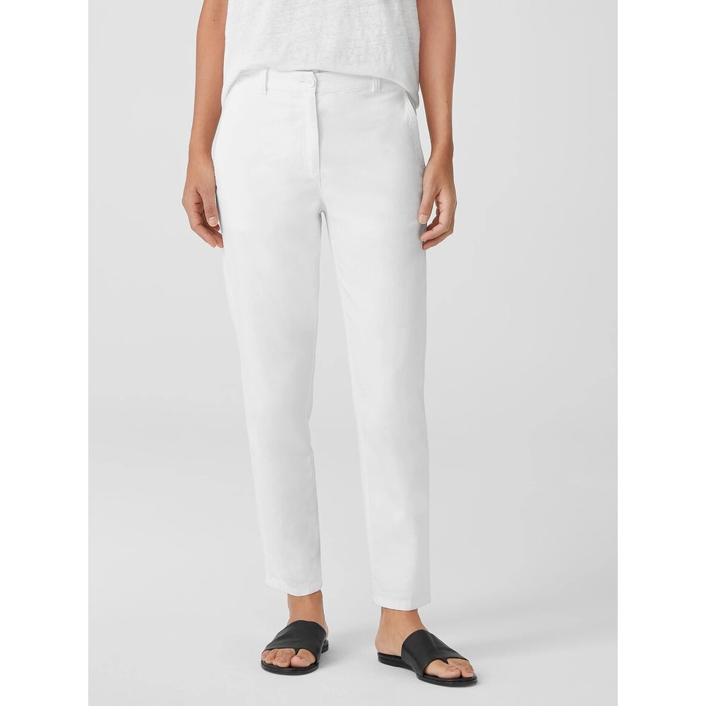 Eileen Fisher Women's Organic Cotton Hemp Tapered Pants Stretch Ankle Crop 10